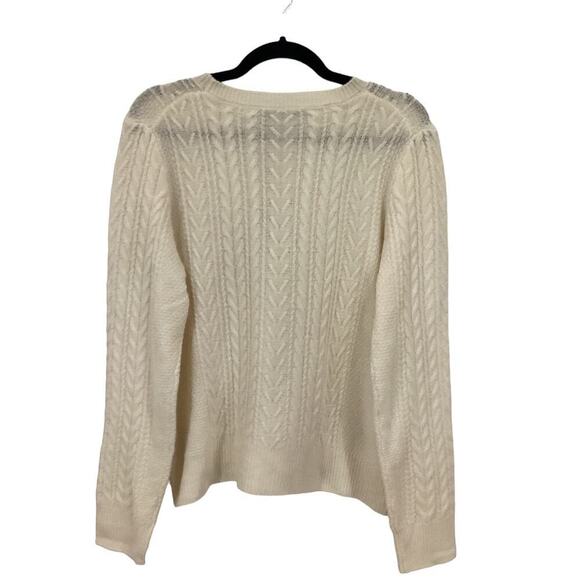 Jenni Kayne Crop Cable Knit Crewneck Sweater In Ivory Size Large - Picture 5 of 11